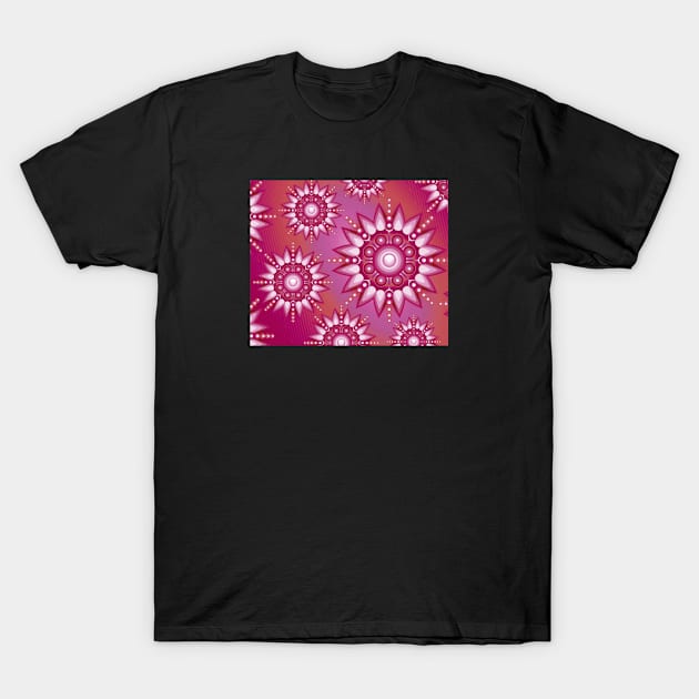 Lesbian Pride Floating Spotted Flower Mandalas T-Shirt by VernenInk